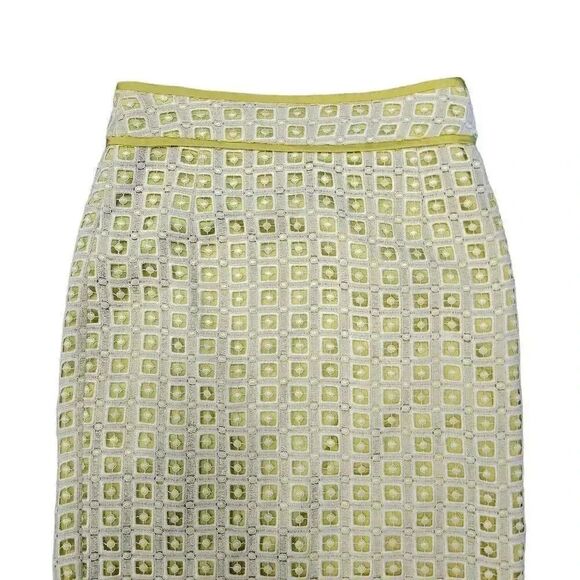 Antonio Melani Women's Ivory Lace & Chatreuse Poly Satin Pencil Straight Lined S - Picture 3 of 11